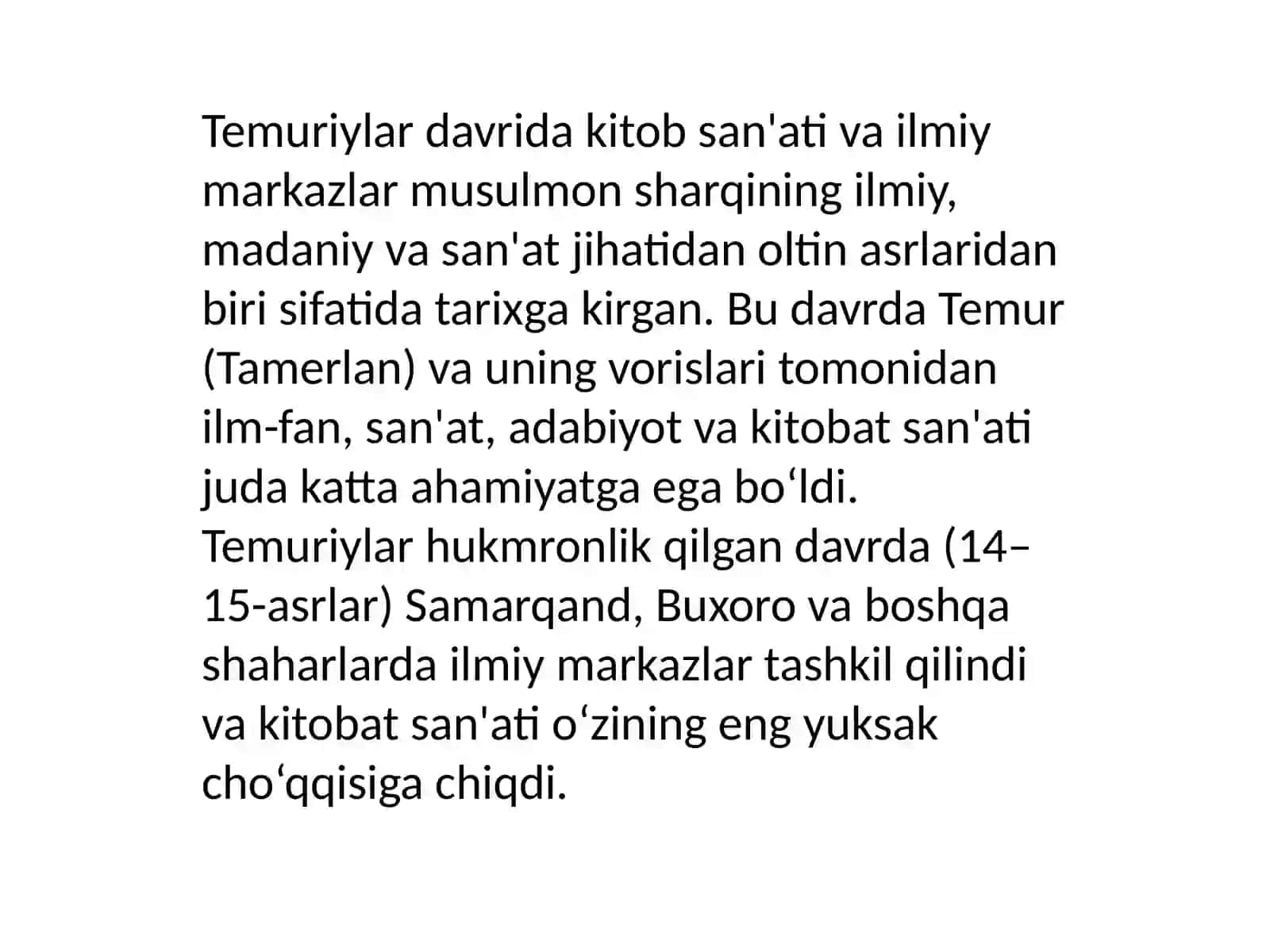 Temuriylar davrida kitob san'ati va ilmiy markazlar 2