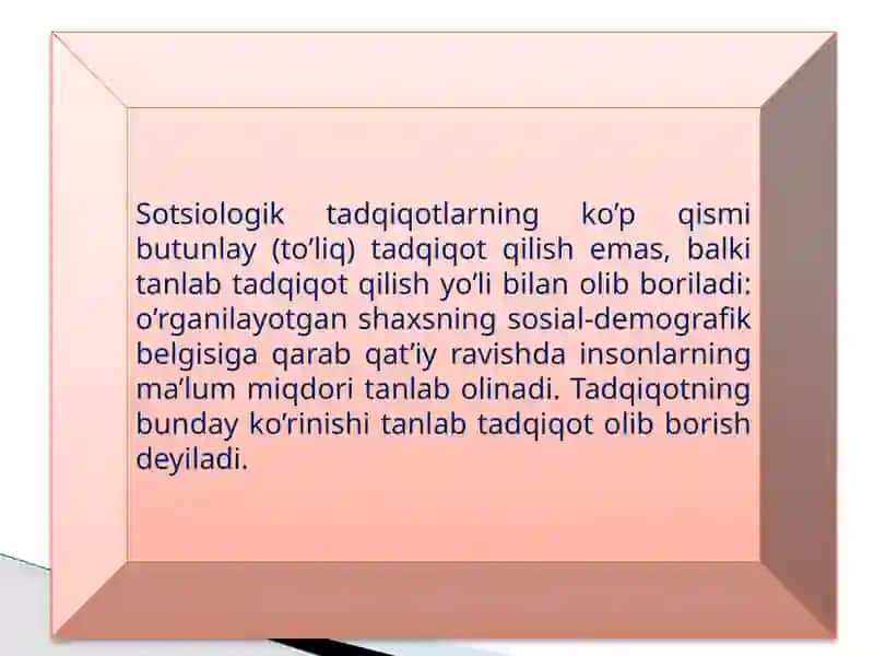IJTIMOIY ISHDAGI TADQIQOTLARDA TANLASH METODI 2
