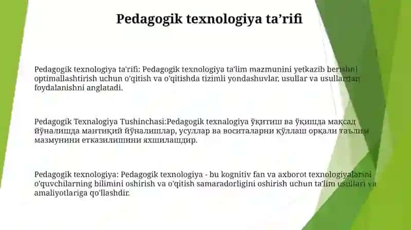 Pedagogik Texnalogiya Tushinchasi 2