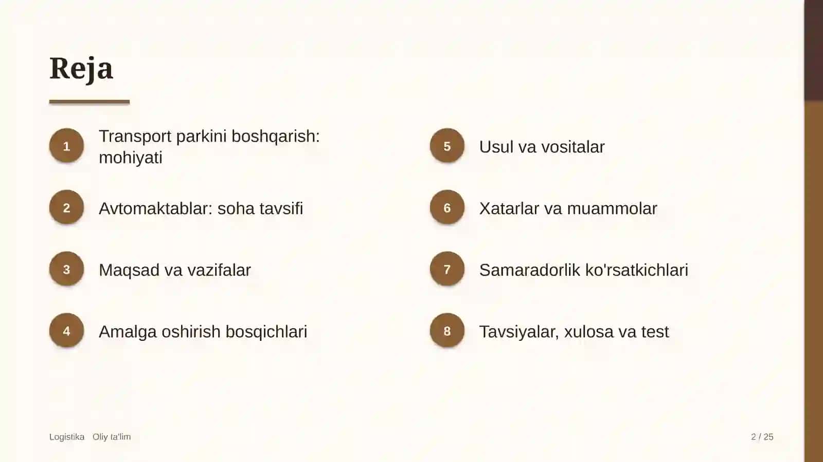 Transport parkini boshqarish: mohiyati 2
