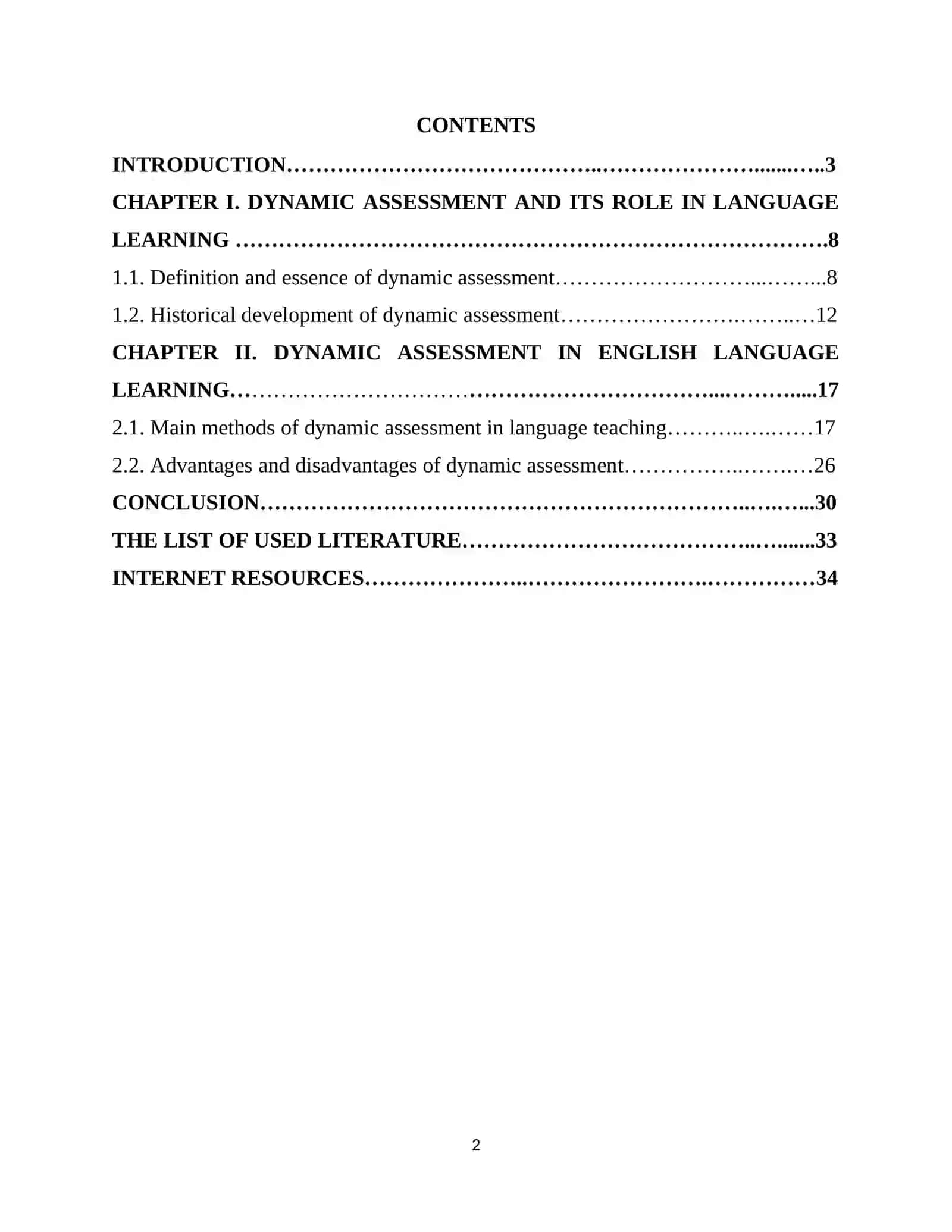 COURSE WORK: DYNAMIC ASSESSMENT IN ENGLISH LANGUAGE LEARNING 2