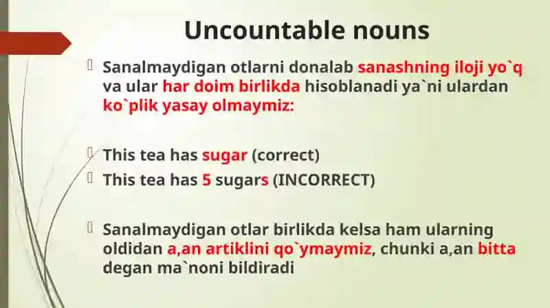 Countable and Uncountable nouns 2