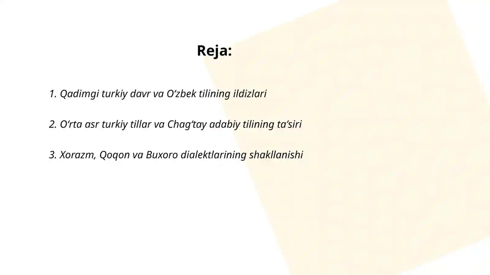Oʻzbek tilining rivojlantirish bosqichlari 2
