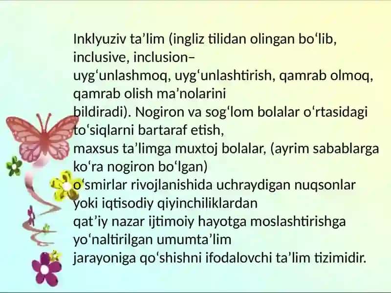 Maktabgacha inklyuziv ta'limning tamoyillari 2