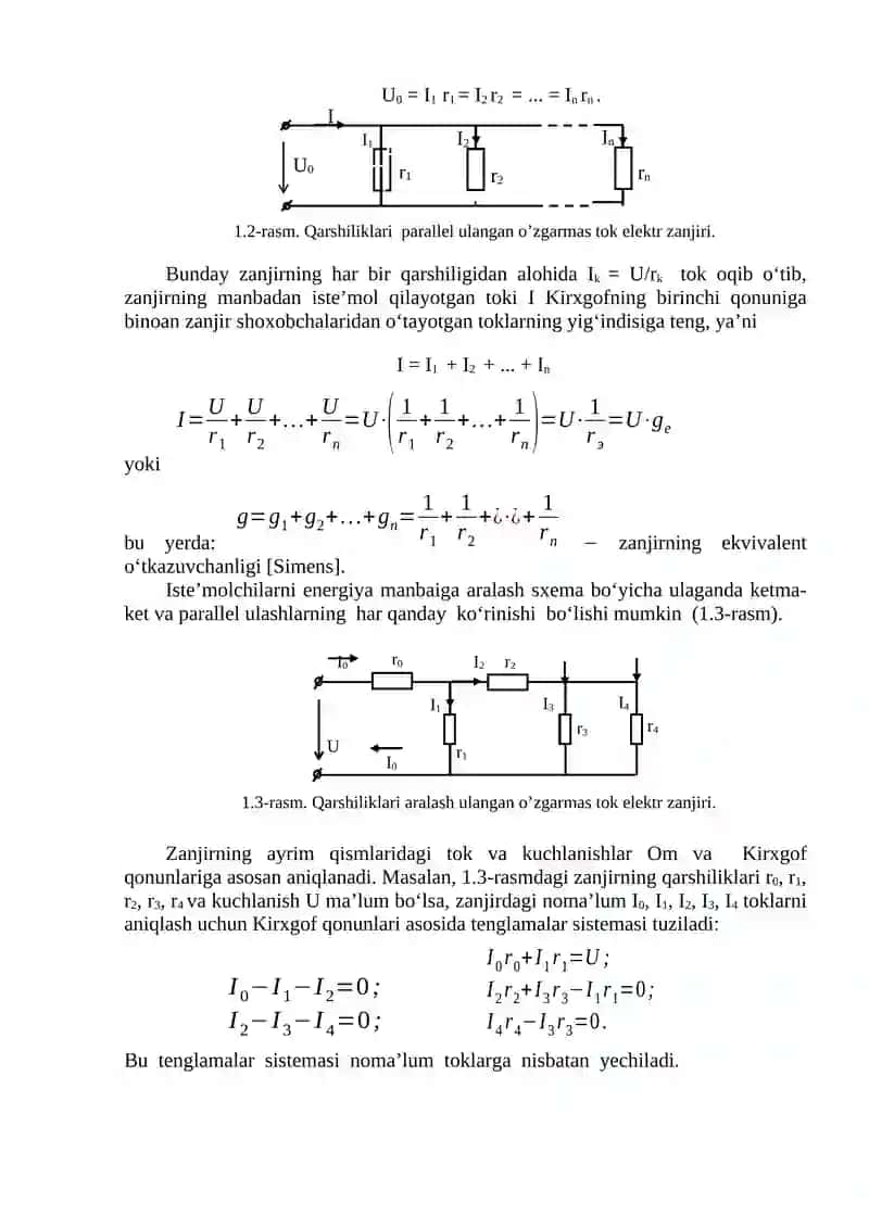 O'ZGARMAS TOK ELEKTR ZANJIRLARNI TAJRIBADA TEKSHIRISH 2