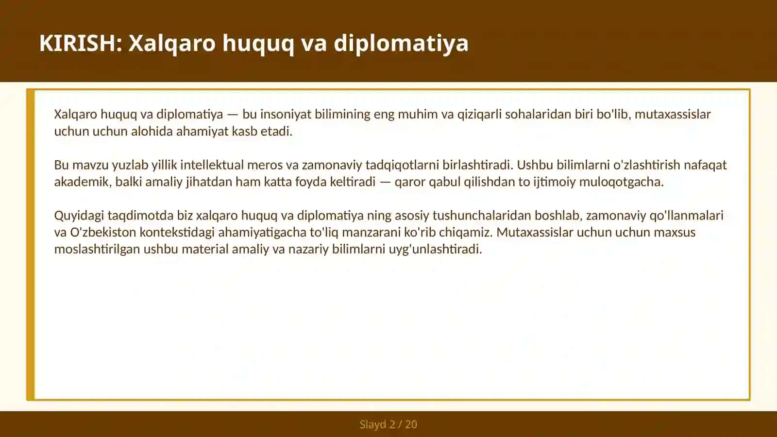 Xalqaro huquq va diplomatiya 2