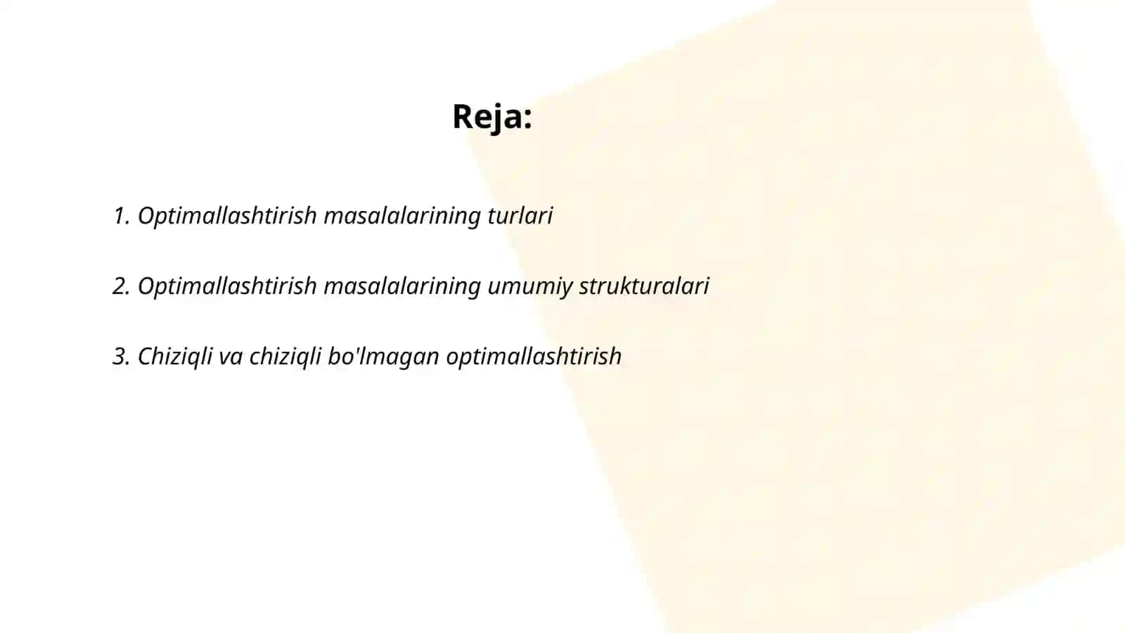 Optimallashtirish masalasining matematik tavsifi va uni MS Excel dasturida yechish 2
