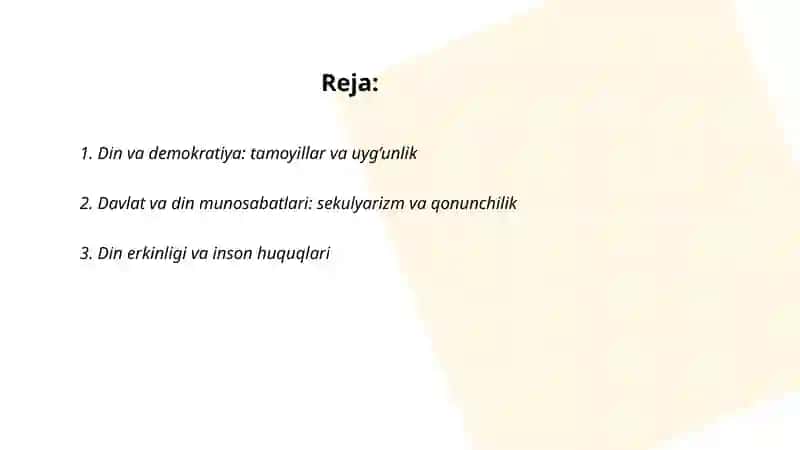 Din va demokratiya tamoyillari 2