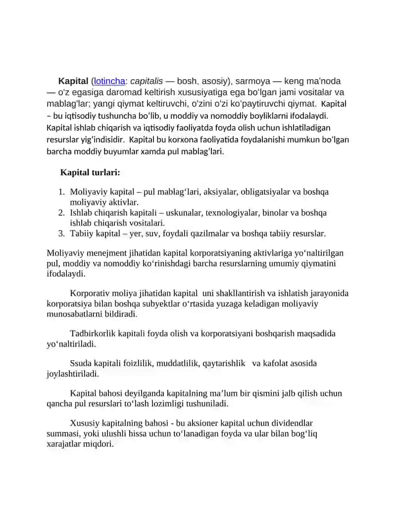 Kapitalni Budjetlashtirish Usullari. 2