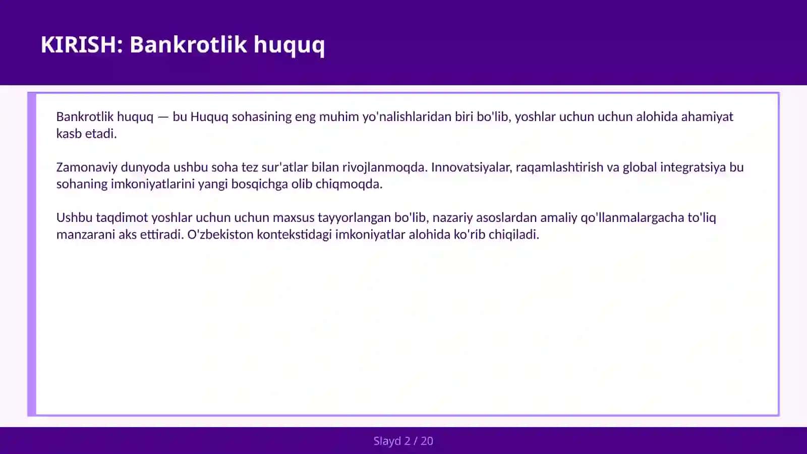 Bankrotlik huquq 2