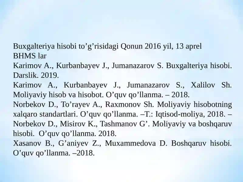Moliyaviy va boshqaruv hisobi 2