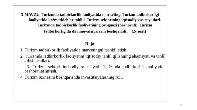 Turizm Tadbirkorlik Faoliyatida Marketing 2