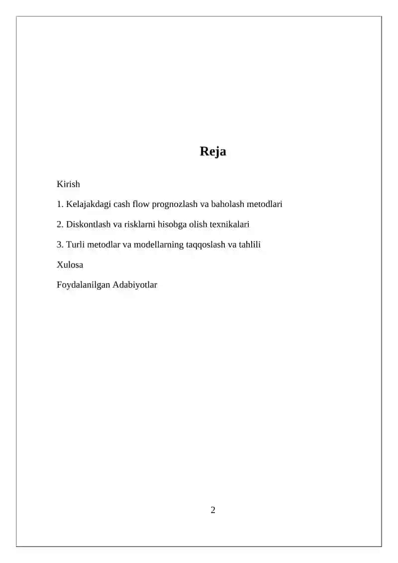 Firmaning Istiqboldagi Daromadlarini Baholash 2