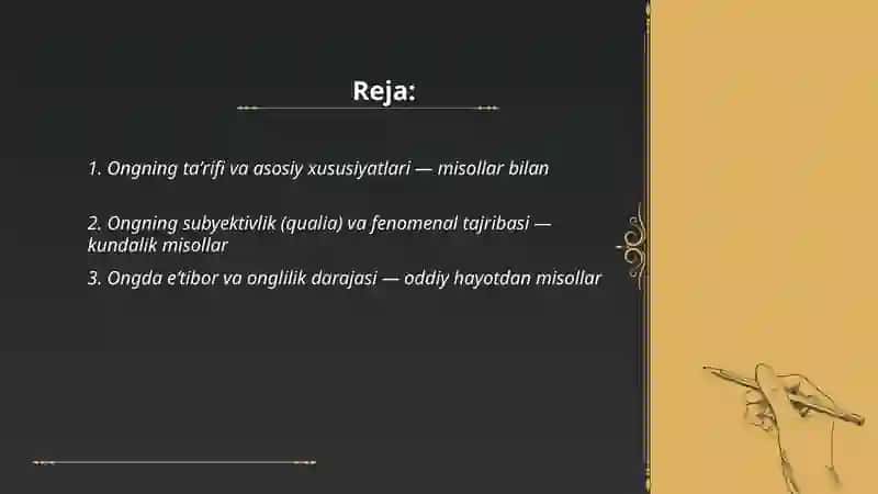Ongning taʼrifi va asosiy xususiyatlari 2