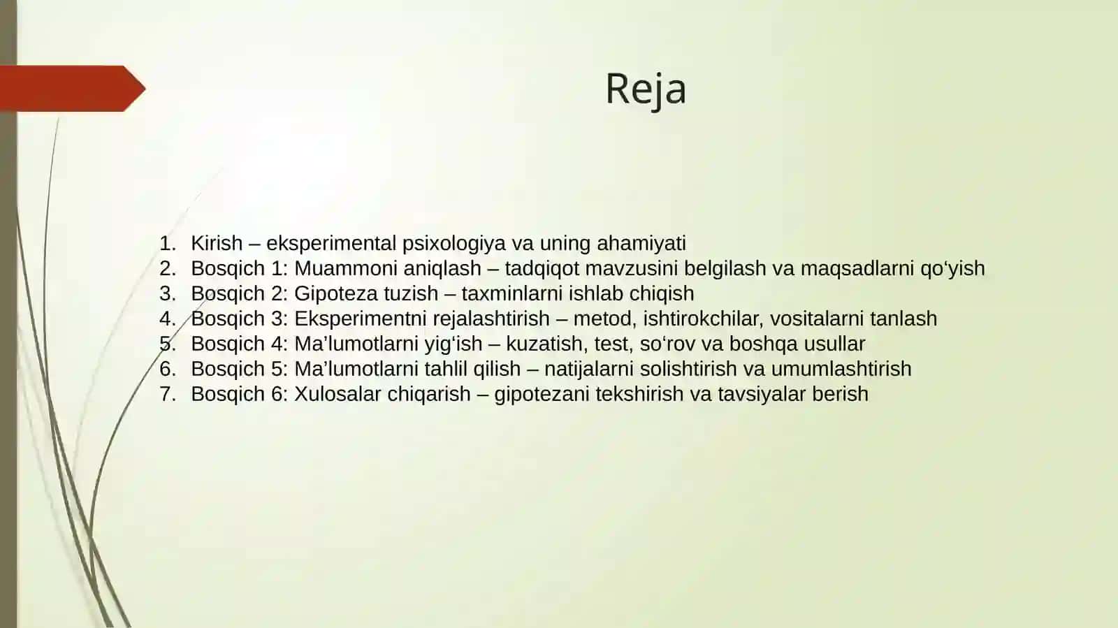 Eksperimental psixologik jarayonlar bosqichlari 2