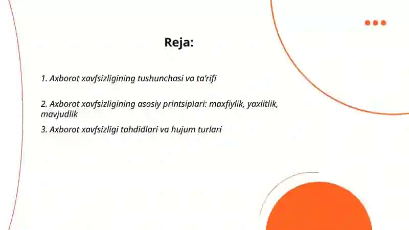 Axborot xavfsizligi tushunchasi 2