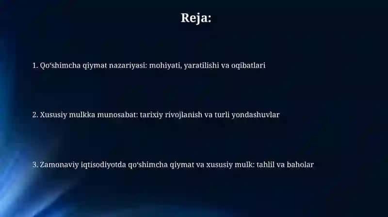 Qo’shimcha qiymat nazariyasi 2