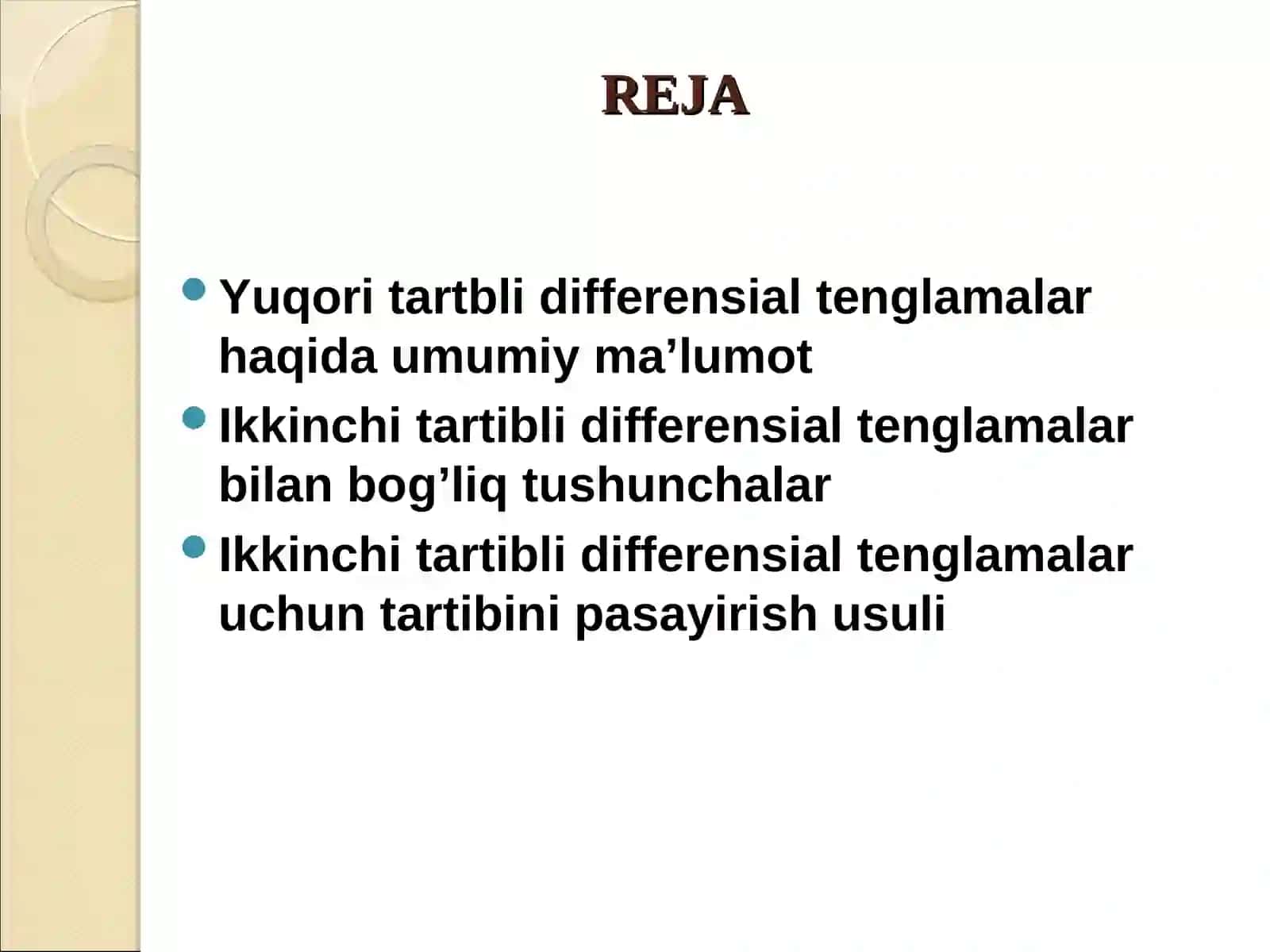 YUQORI TARTIBLI DIFFERENSIAL TENGLAMALAR 2