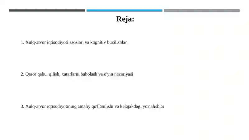 Xulq-atvor iqtisodiyoti 2