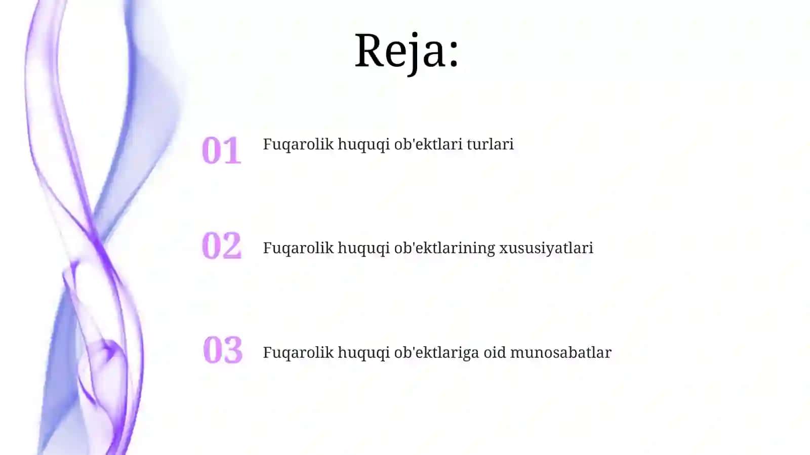 Mulk huquqi ob'ektlari turlari 2