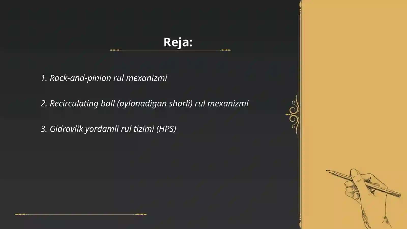 Zamonaviy rul mexanizmlarining turlari 2