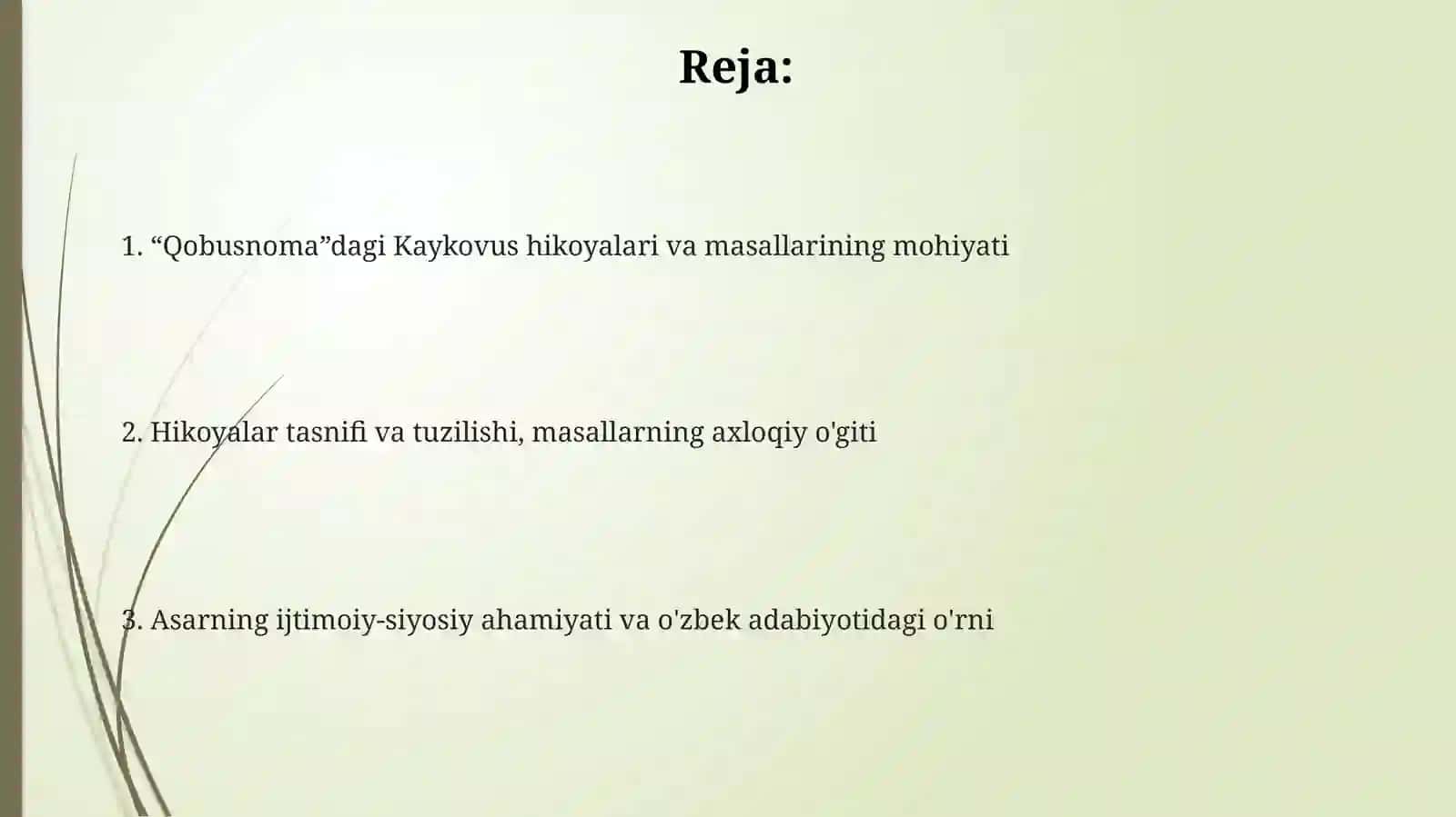 Kaykovusning “Qobusnoma” asaridagi hikoyat va tamsillar 2