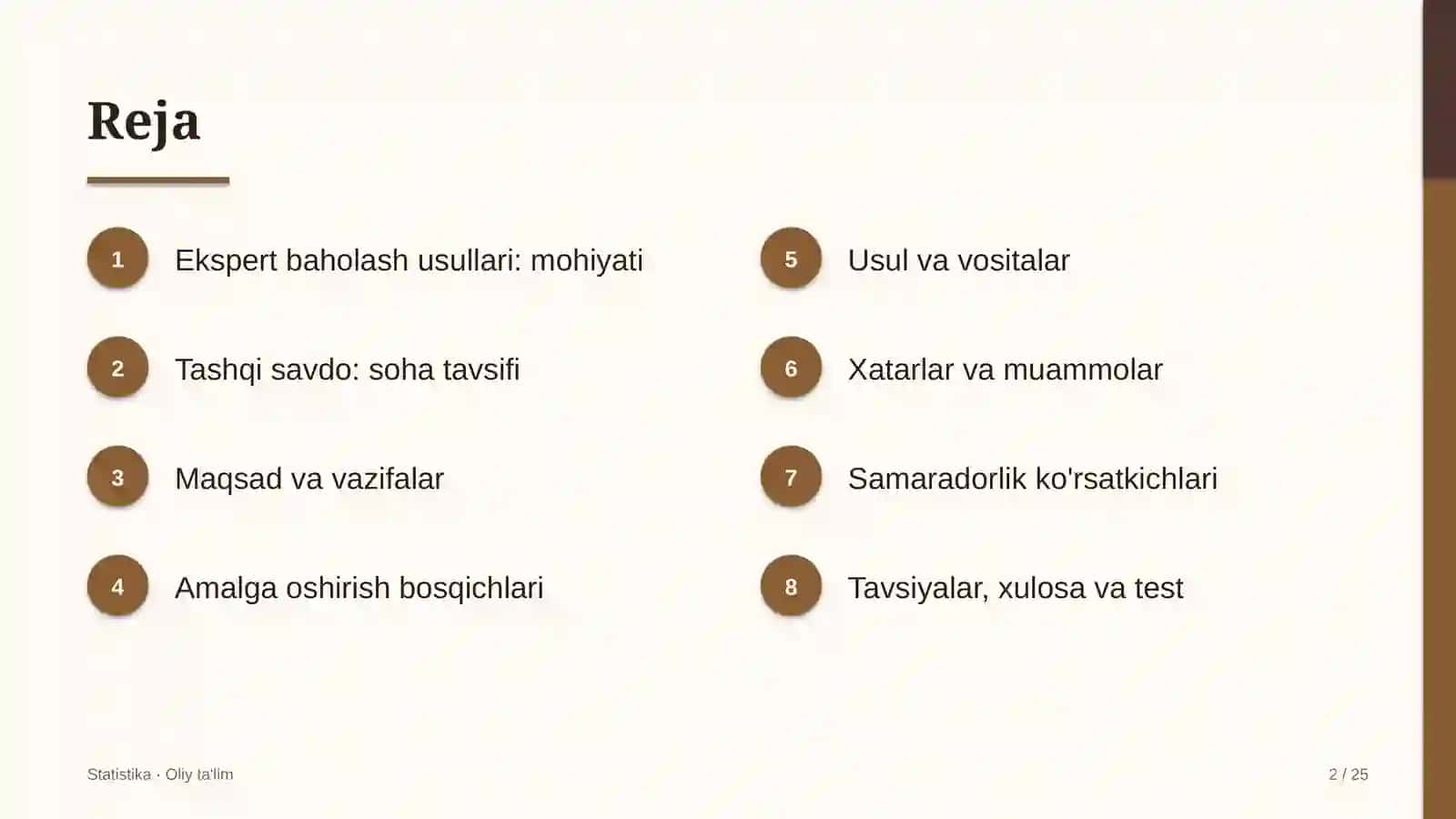 [Tashqi savdoda ekspert baholash usullari] 2