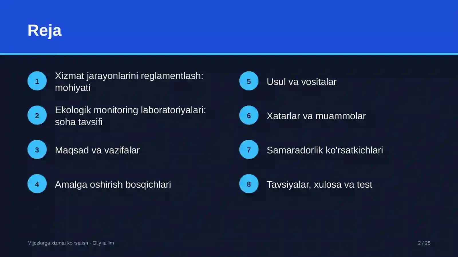 ekologik monitoring laboratoriyalarida xizmat ko'rsatish jarayonlarini reglamentlash 3171 2