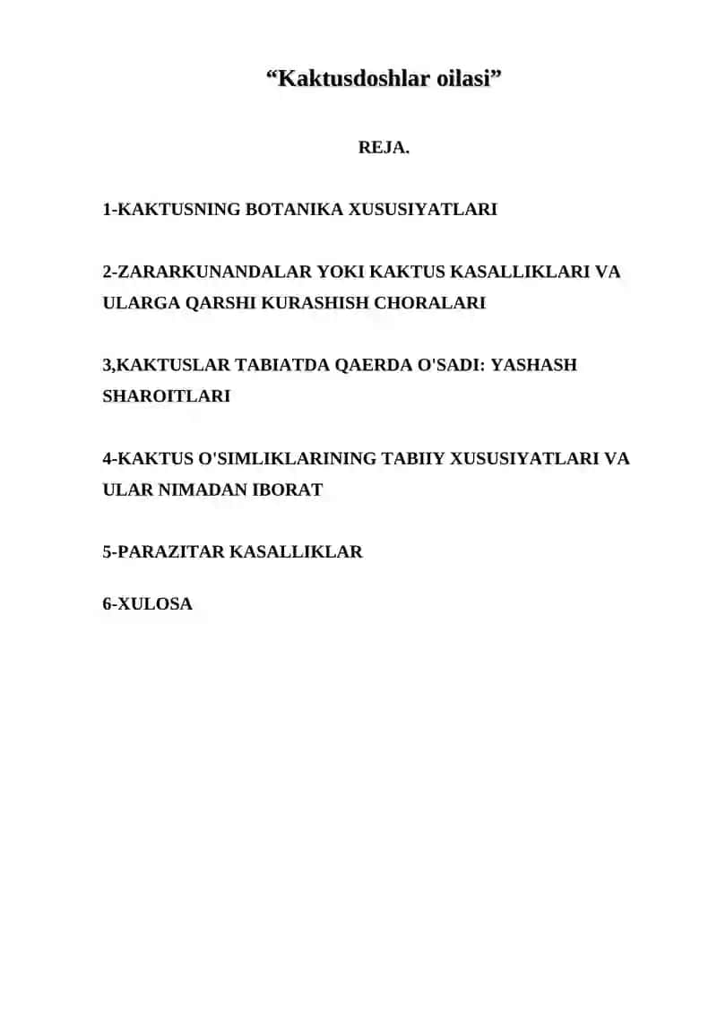 Kaktusdoshlar oilasi 2