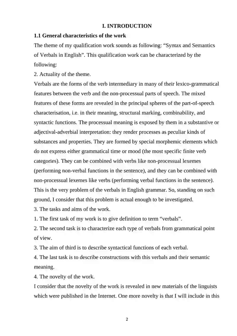 Syntax and Semantics of Verbals in English 2