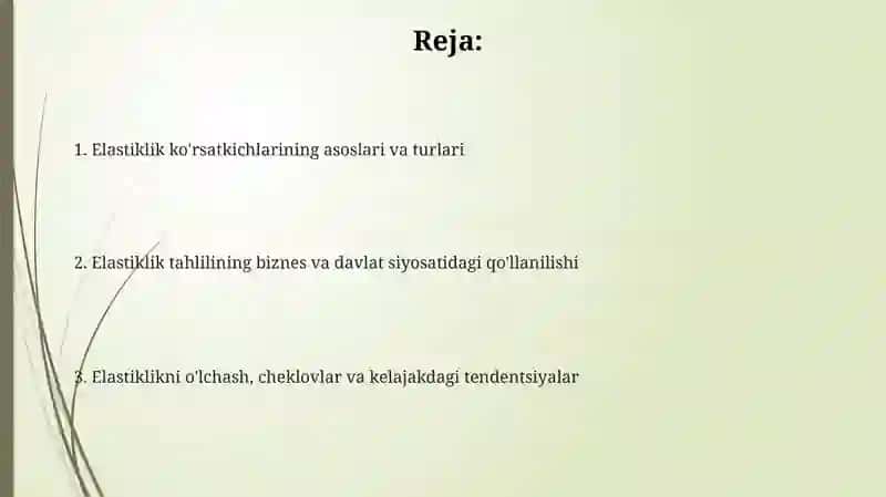 Elastiklik ko'rsatkichlarining amaliy ahamiyati 2