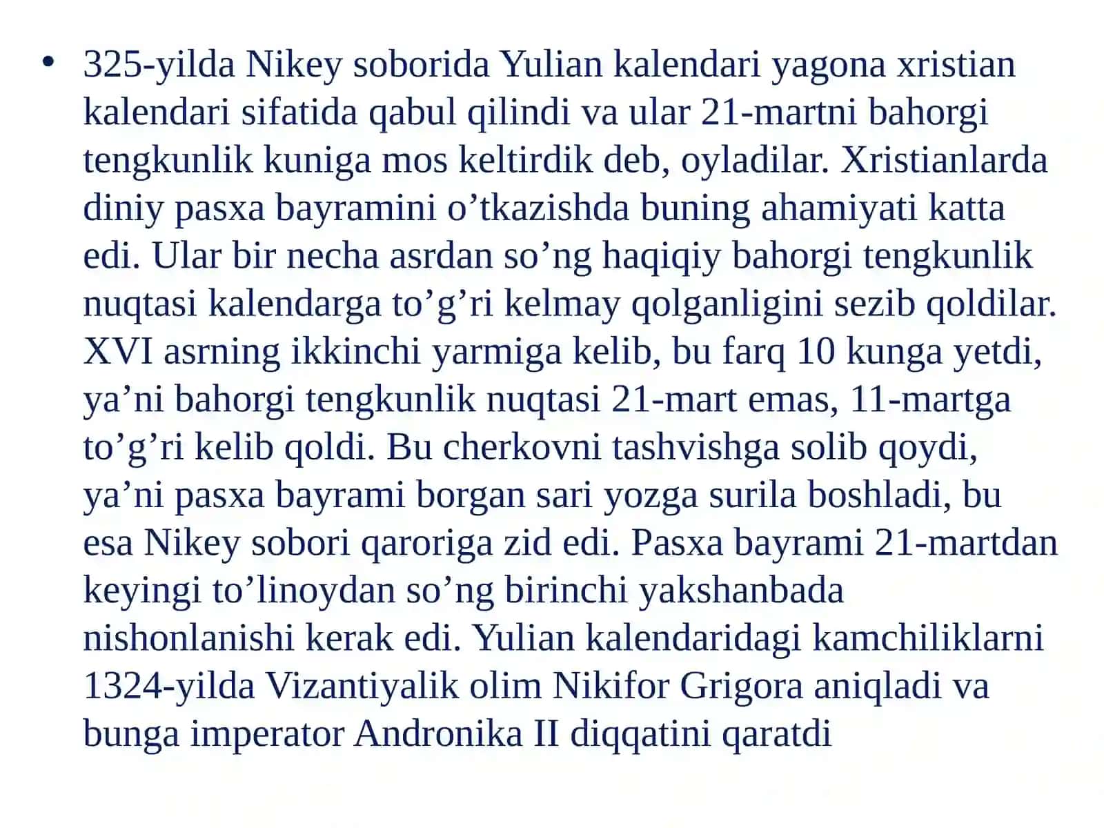 Zamonaviy kalendarlar. Grigoriy kalendarining qabul qilinishi. Vaqt mintaqasining vaqtni hisoblashdagi o‘rni 2