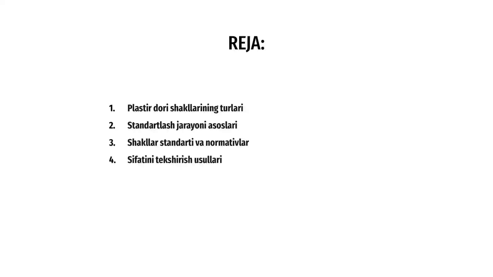 Plastir dori shakllarini standartlash va sifatini tekshirish 2