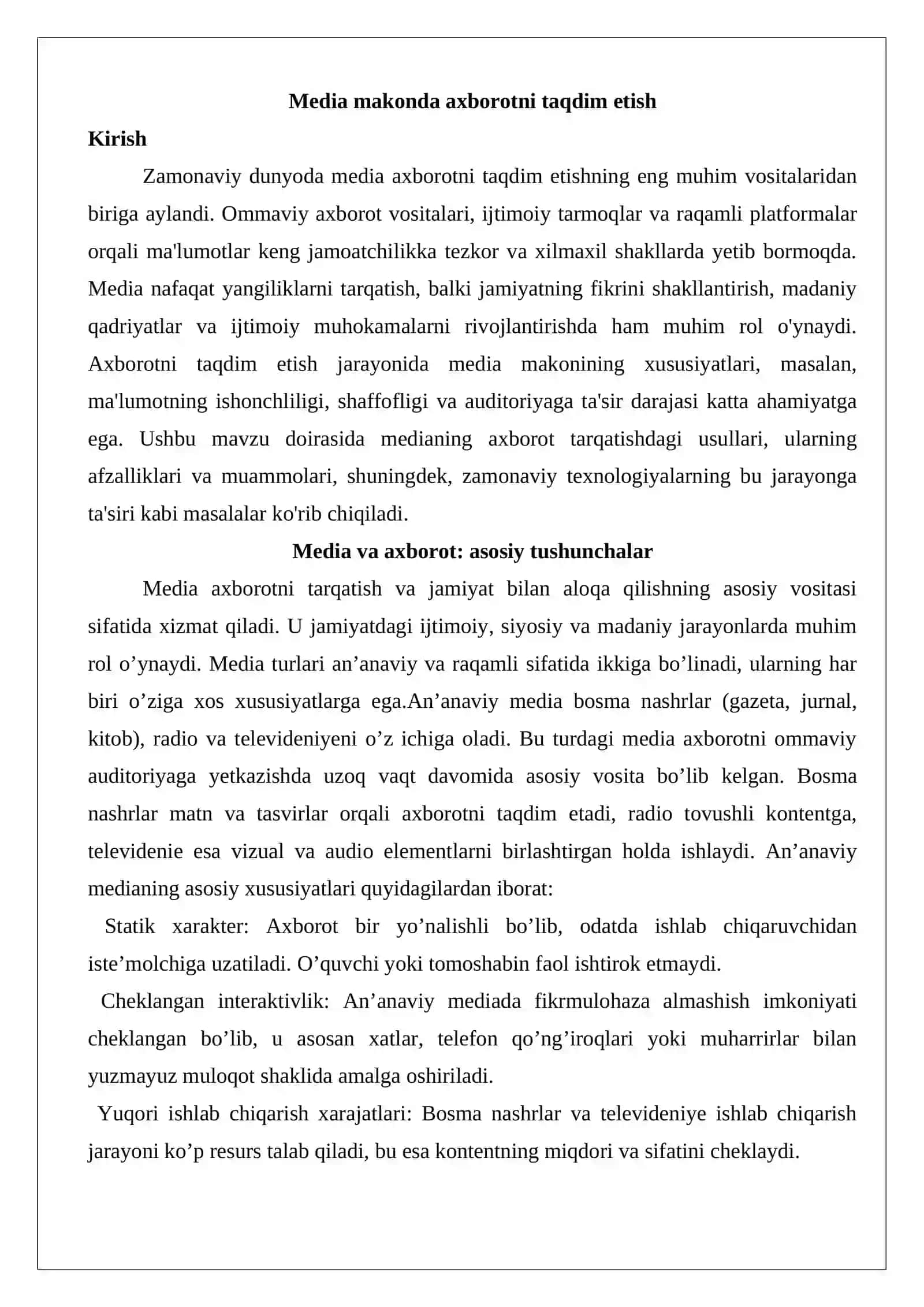 Media makonda axborotni taqdim etish 2