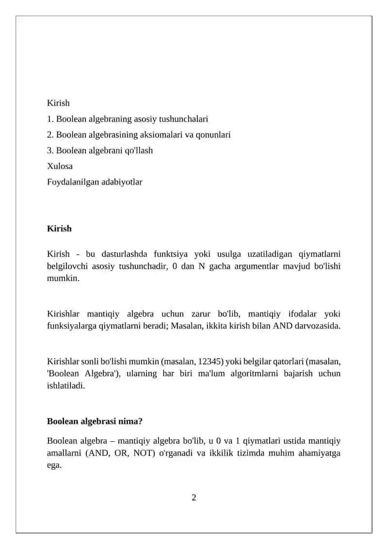 Mantiq algebrasining aksiomalari 2
