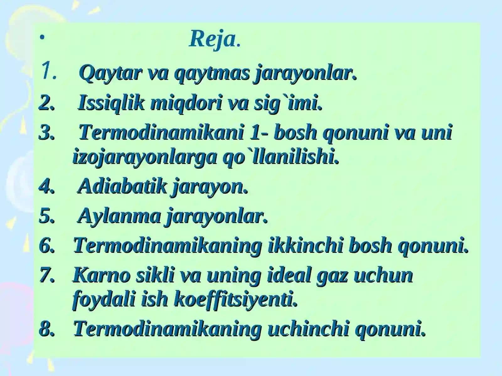 ТERMODINAMIKA ELEMENTLARI 2