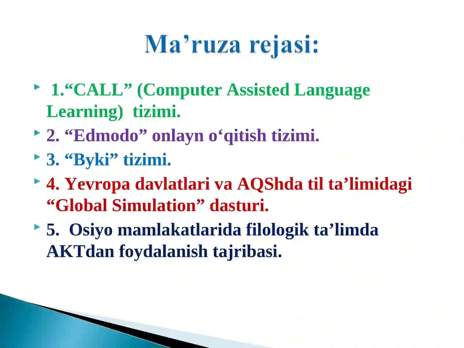 CALL (Computer Assisted Language Learning) tizimi 2