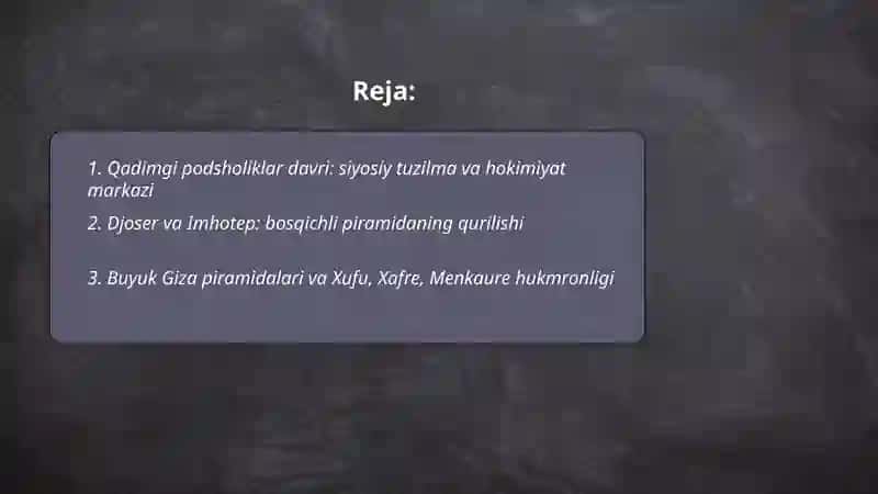 Qadimgi Misr qadimgi va oʻrta podsholiklar davri 2