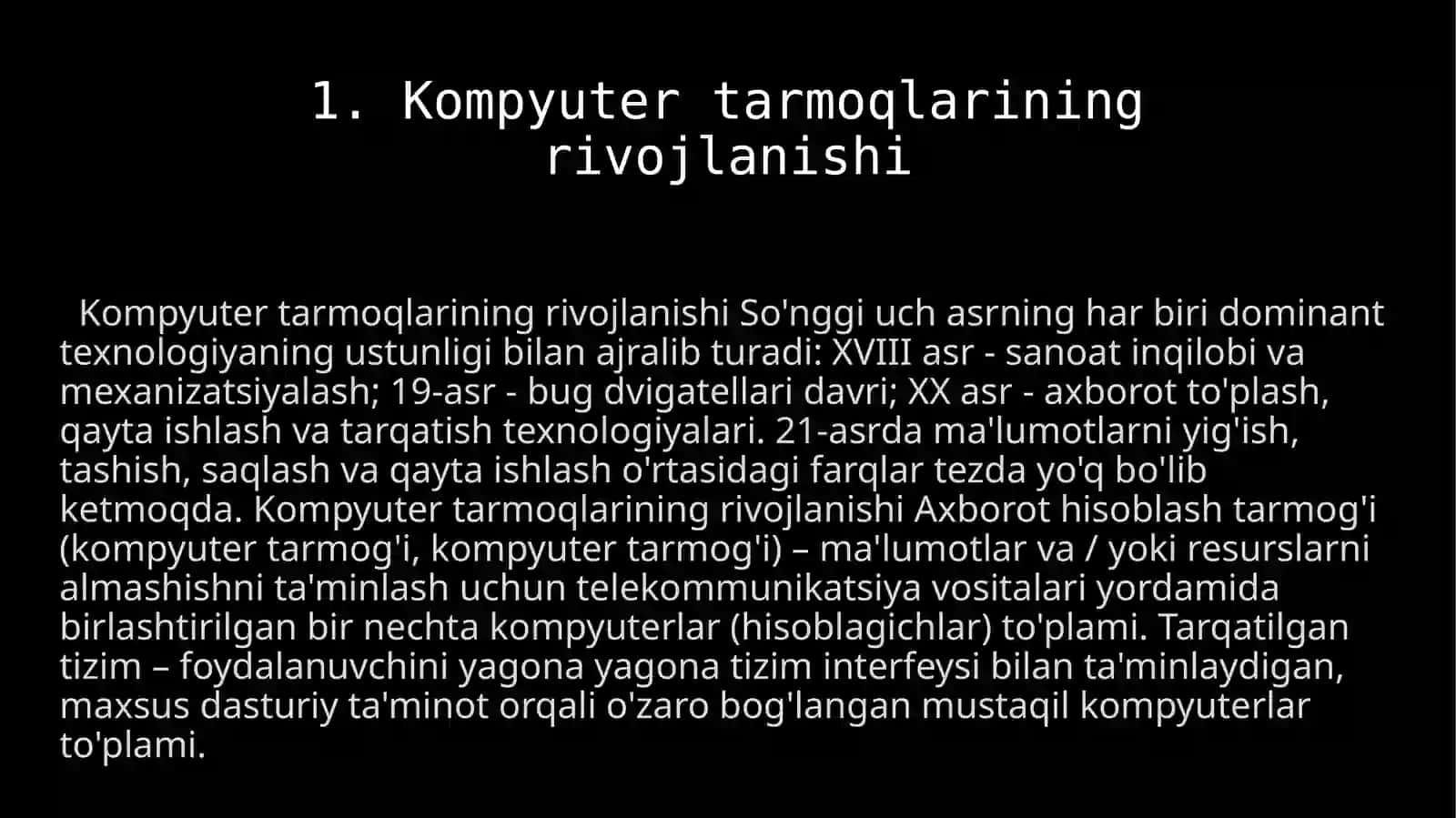 Kompyuter tarmoqlarining rivojlanishi evolutsiyasi 2