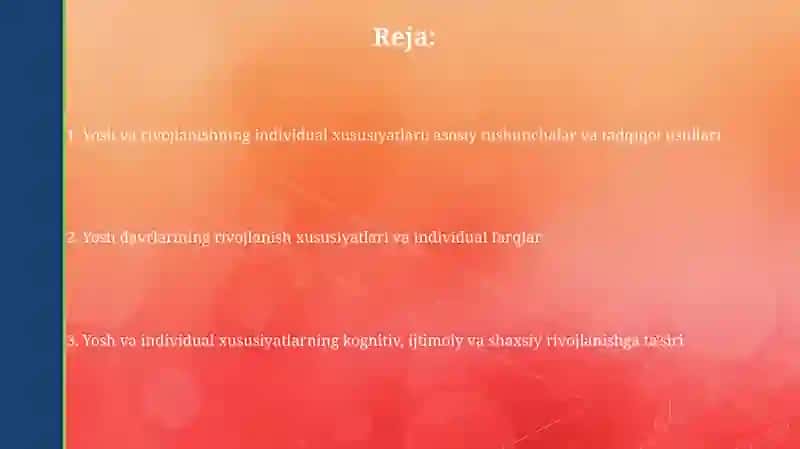 Yosh va individual xususiyatlar tahlili 2