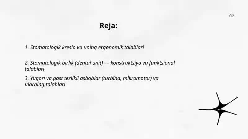 Zamonaviy stomatologik xonaning jihozlanishi. Talablar 2