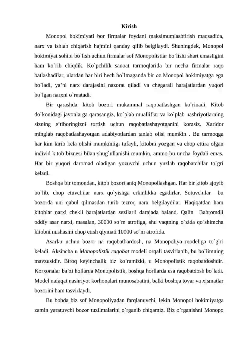 Monopoliya va Raqobat 2