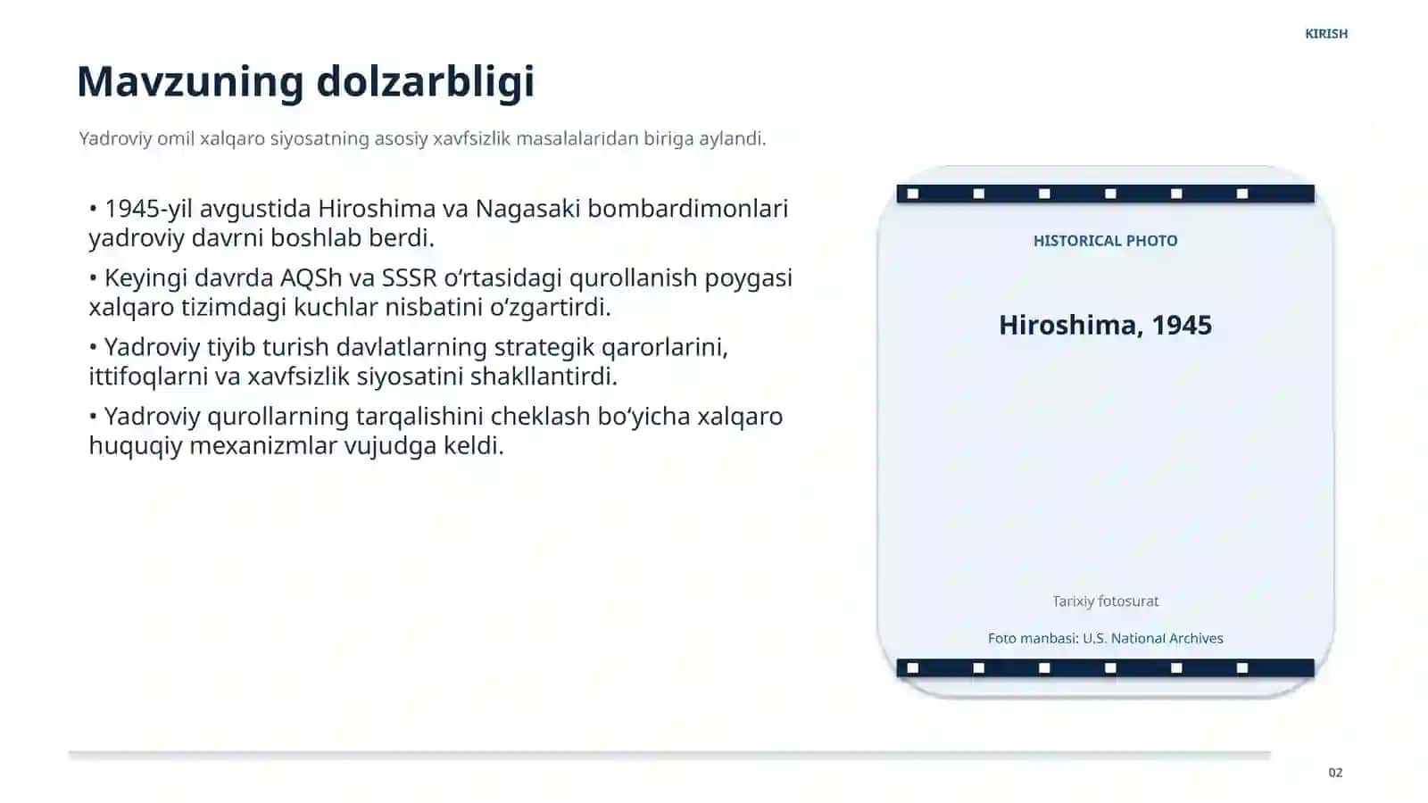 ATOM URUSHLARI hamda uning geosiyosiy oqibatlari 2
