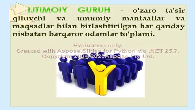 Ijtimoiy Guruhlar Tasnifi 2