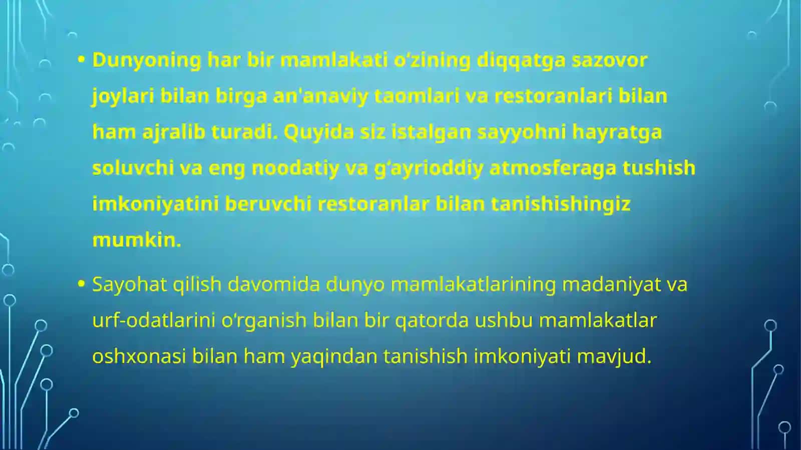 Dunyodagi eng noan'anaviy restoranlar 2