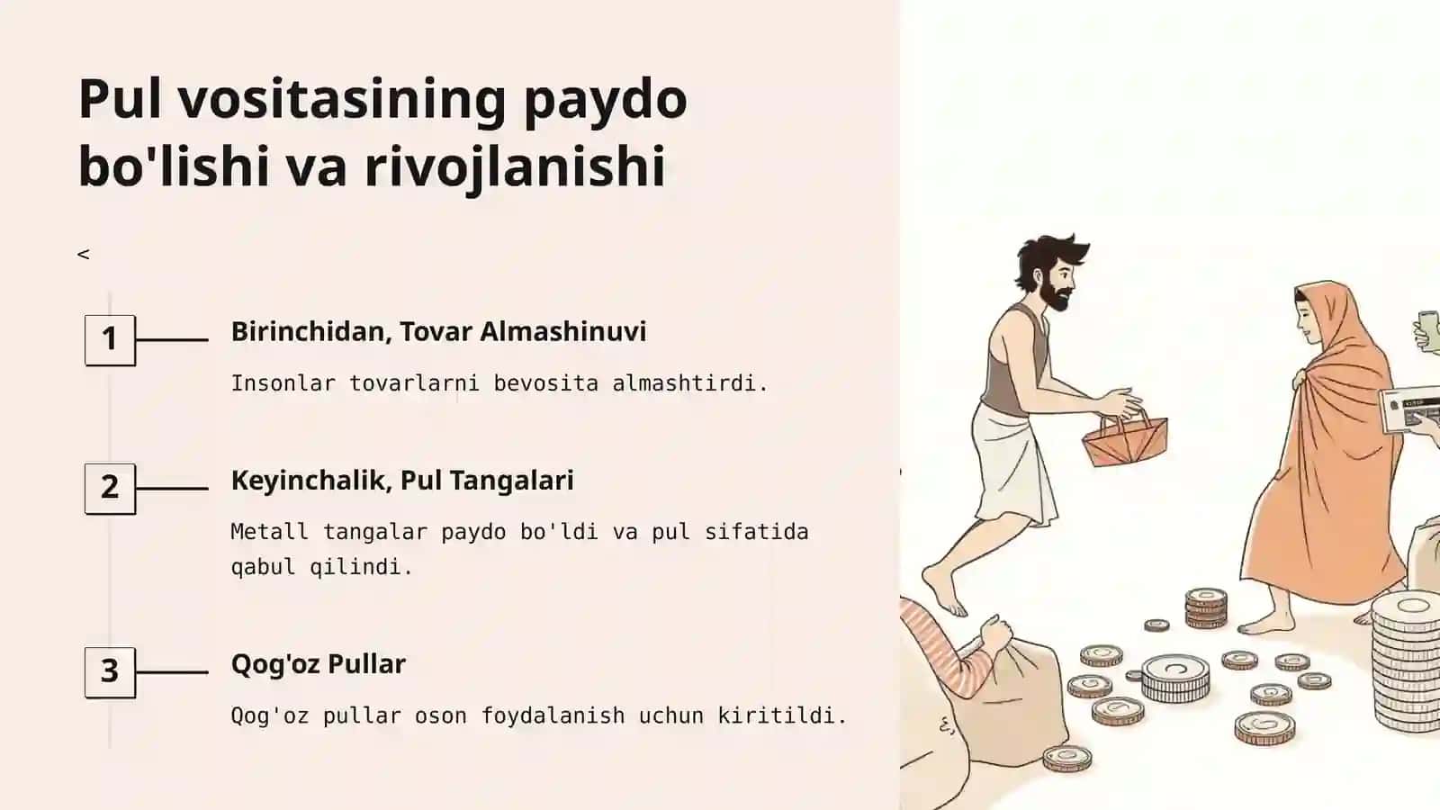 Pul shakllari va turlarining rivojlanish evolyutsiyasi 2