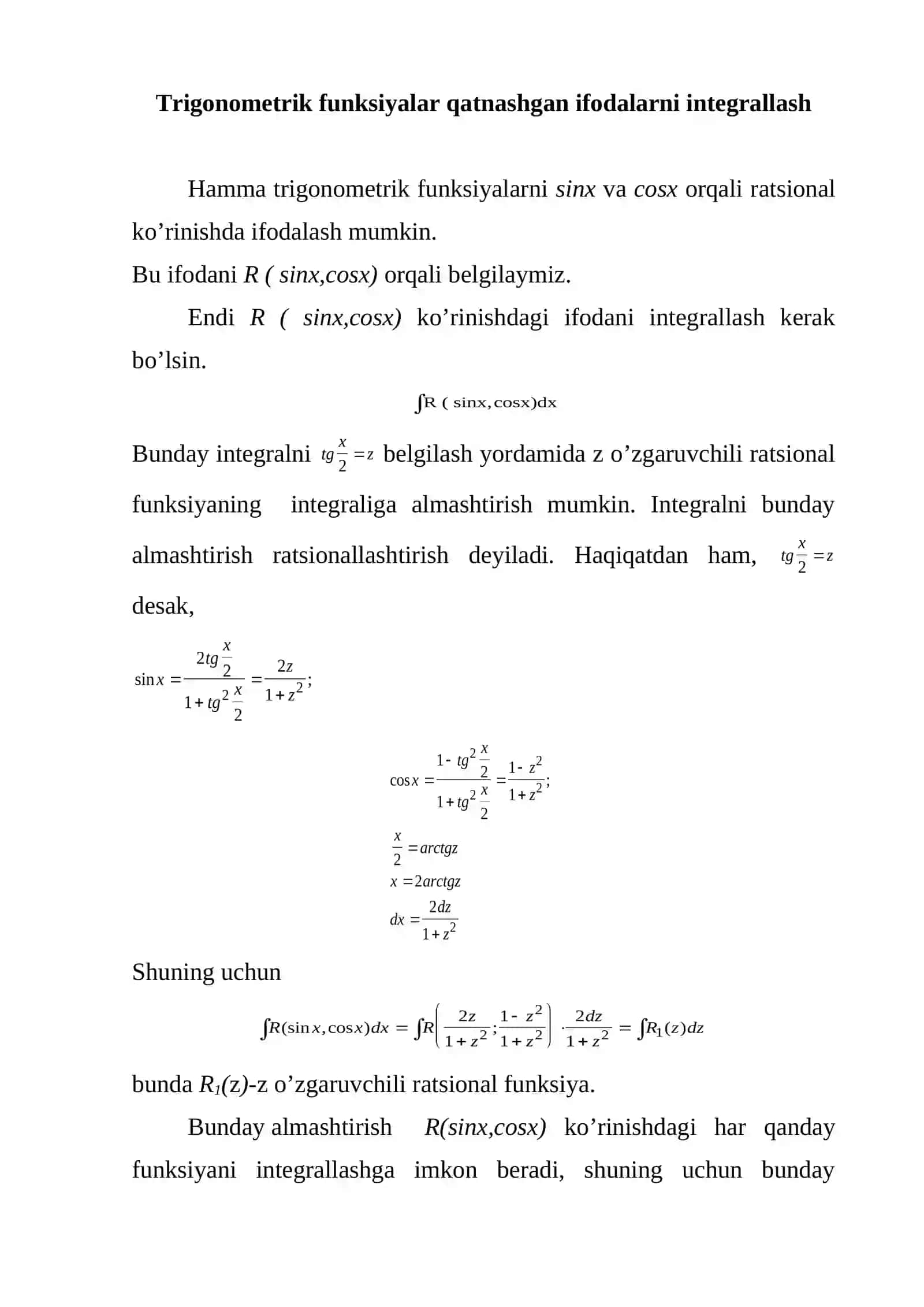 Trigonometrik funksiyalar va ularning xossalari 2