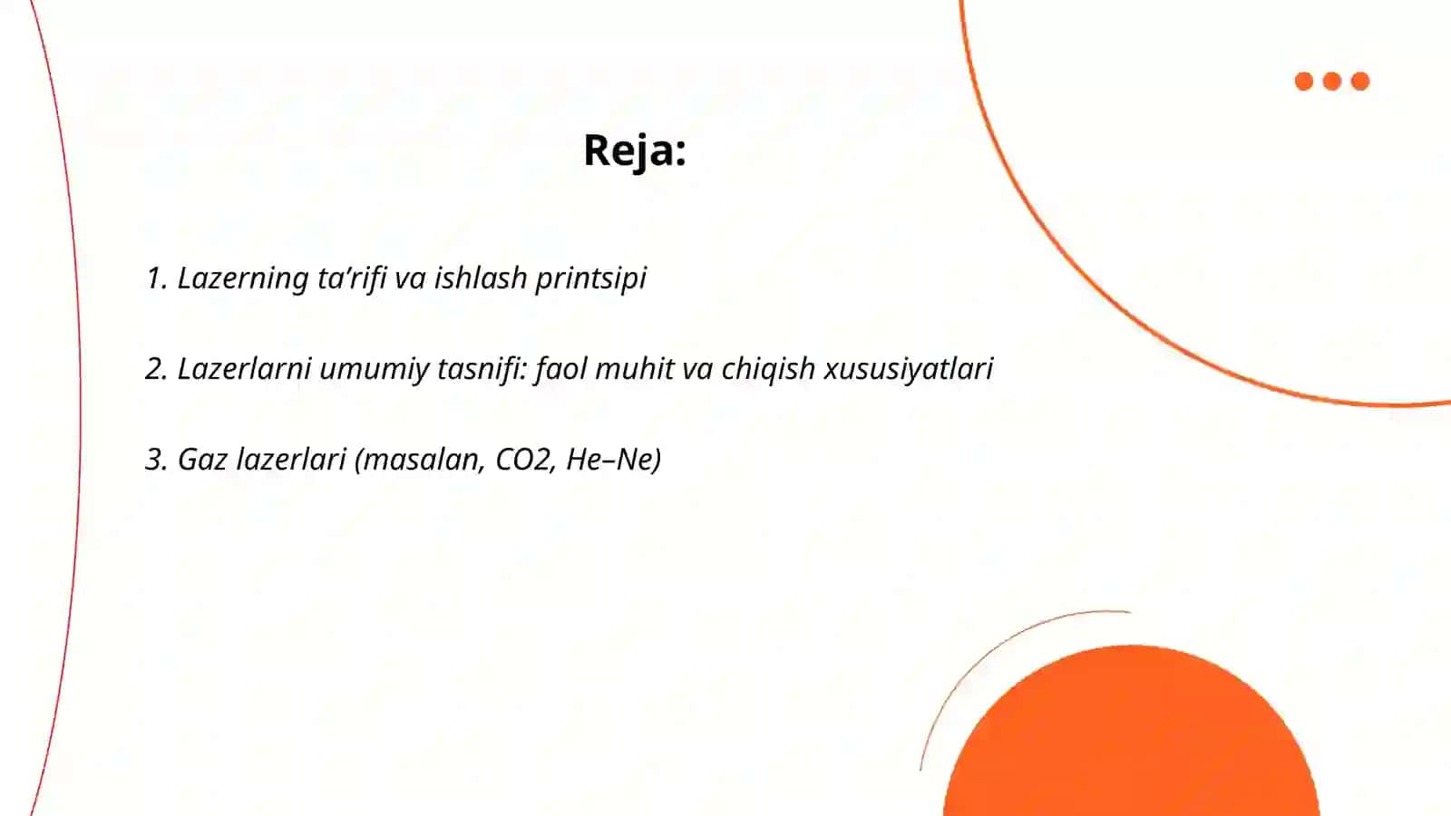 Lazerlar va ularning turlari 2