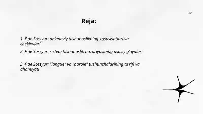 F.de Sossyur: An'anaviy va sistem tilshunoslik 2