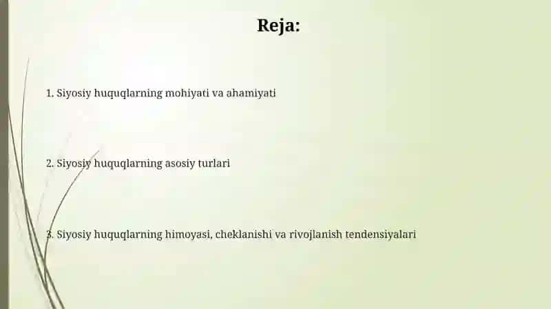 Siyosiy huquqlarning mazmuni va turlari 2